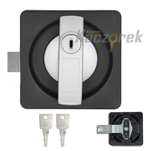 Zamek meblowy 011 - Ronis 23500 - do szaf metalowych trzypunktowy z wygiętą krzywką